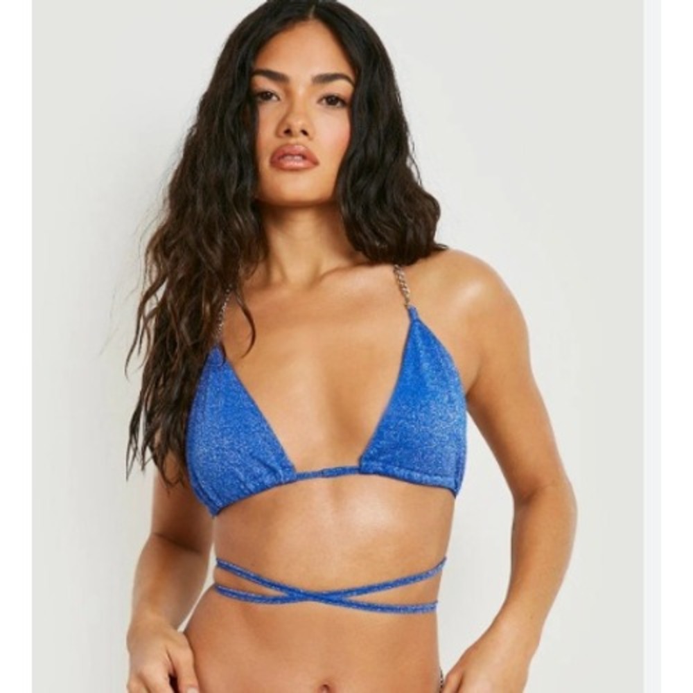 boohoo Shimmer Chain Strap‎ Tanga Bikini Top 4